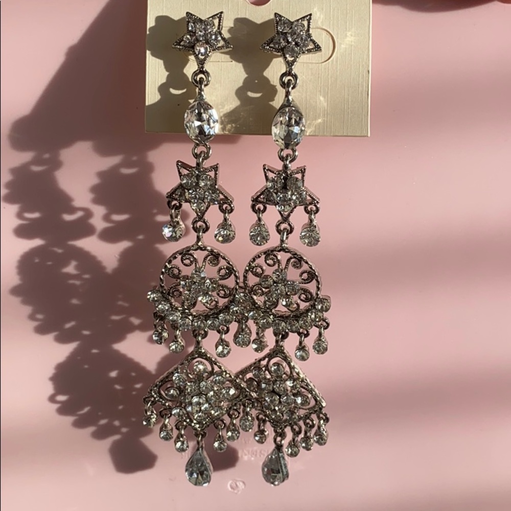 Beautiful CZ layered stunner silver earrings